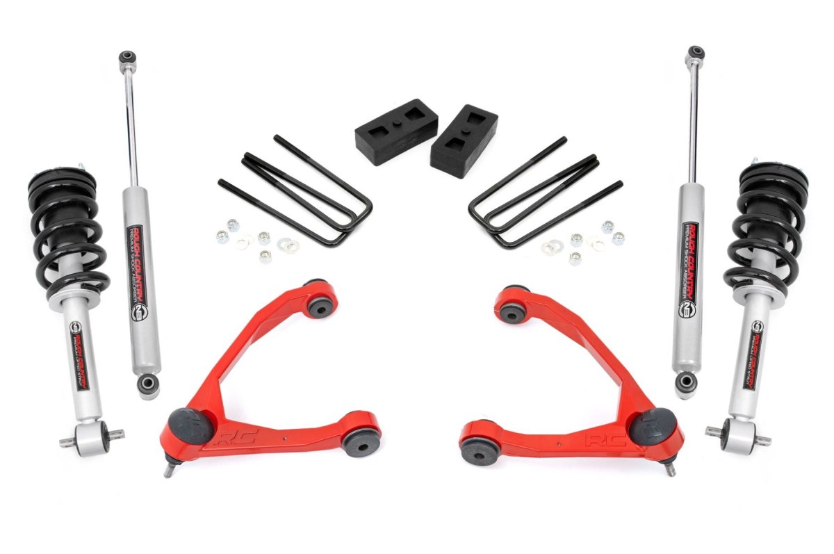 GMC Sierra 1500 Suspension Lift Kit - Front + Rear - Rough Country - 3.5 Inch Lift Kit | Cast Steel | N3 Strut - '14-'16